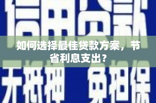 龙江如何选择最佳贷款方案，节省利息支出？