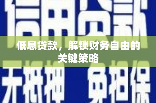 龙江低息贷款，解锁财务自由的关键策略