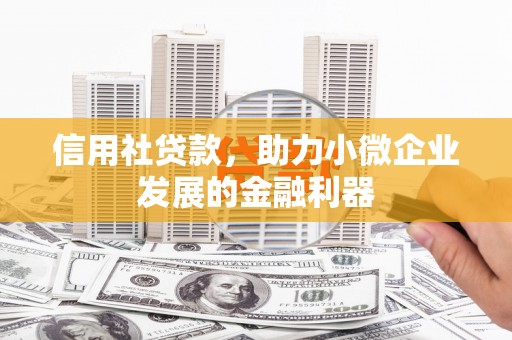 龙江信用社贷款，助力小微企业发展的金融利器