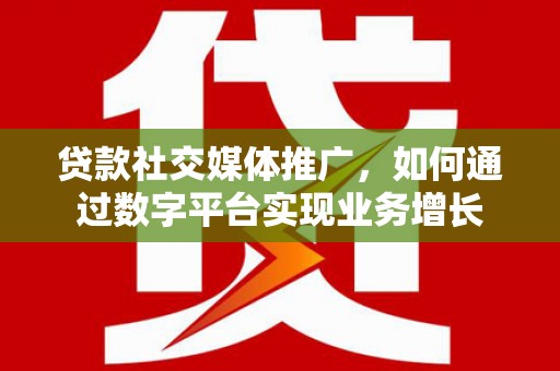龙江贷款社交媒体推广，如何通过数字平台实现业务增长