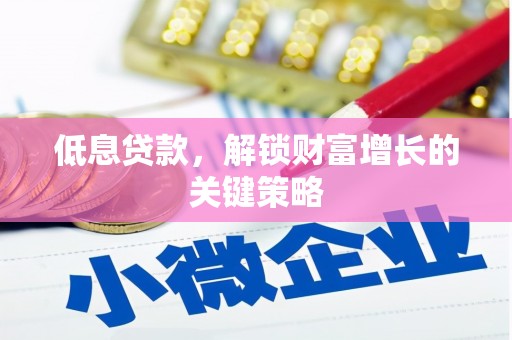 龙江低息贷款，解锁财富增长的关键策略